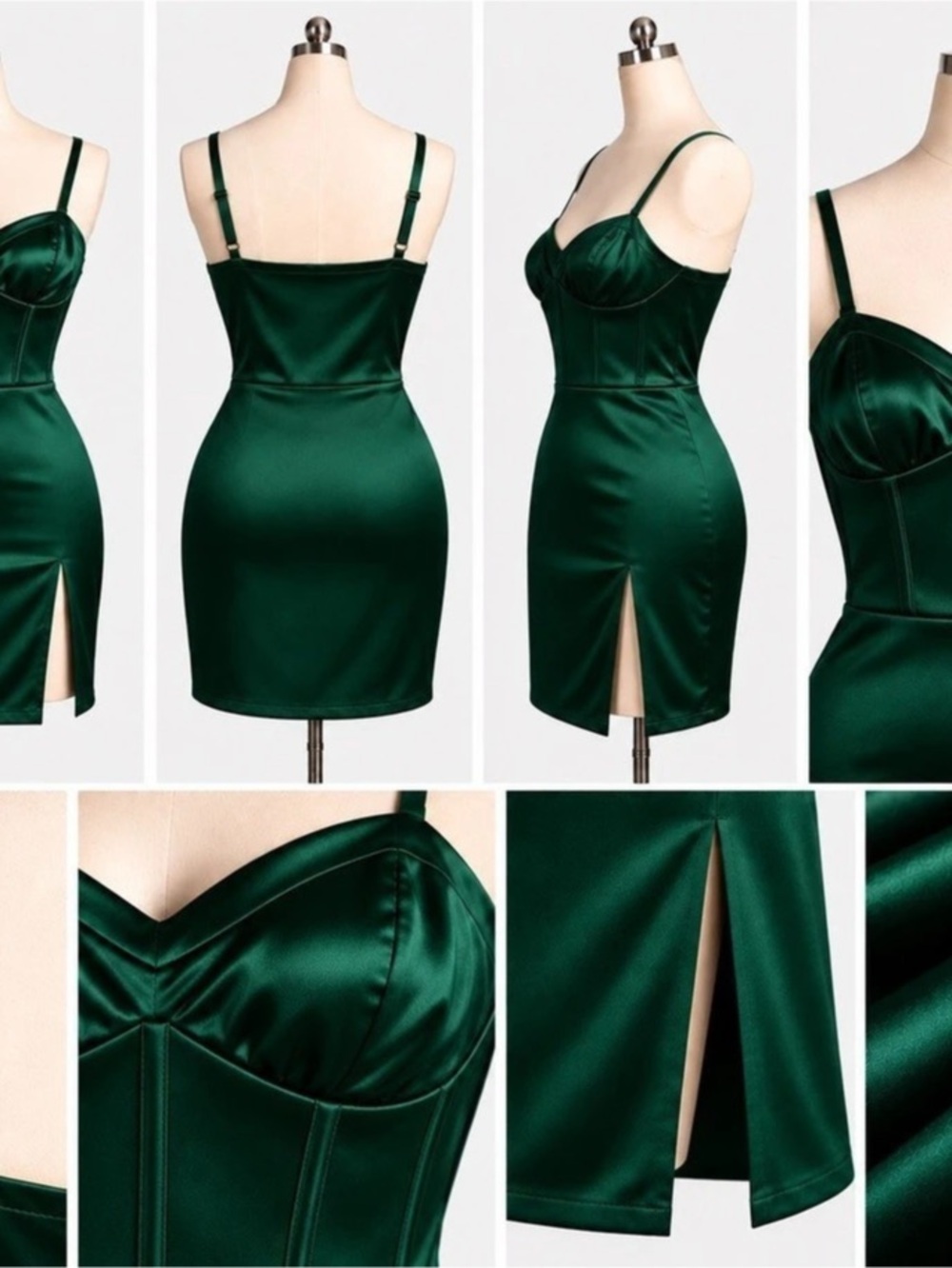 Inspired Hearts Green Satin Mini Dress Size Medium